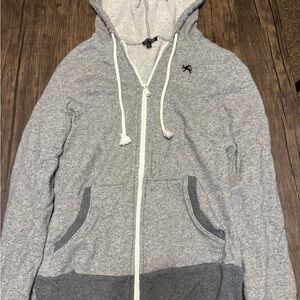 Gray Zip-Up Hoodie with Pockets